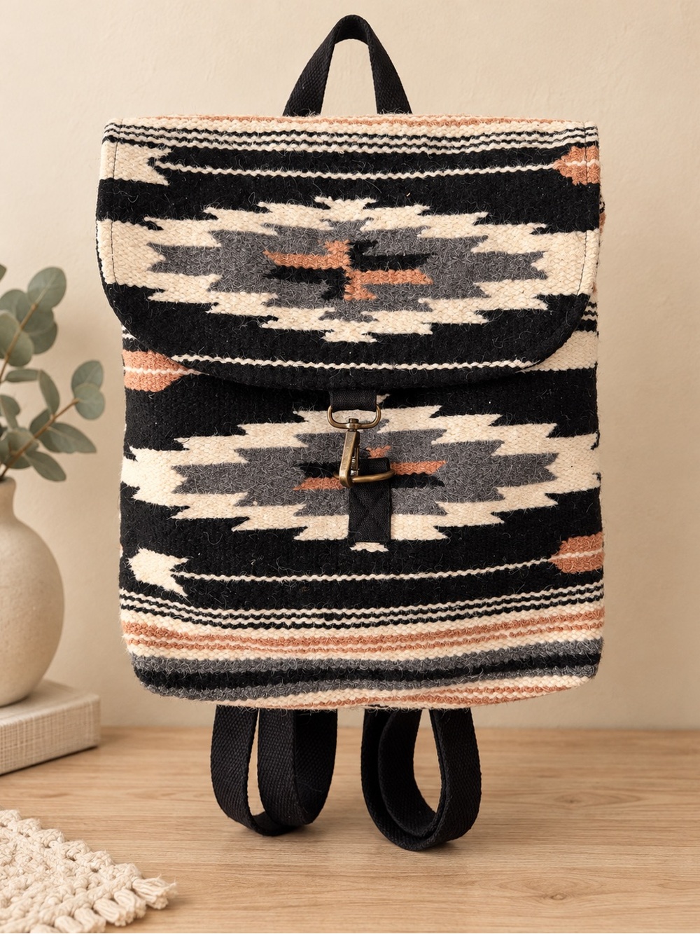 Panache Apparel Cairo Woven Aztec Western Backpack Black Cream Rust NWOT